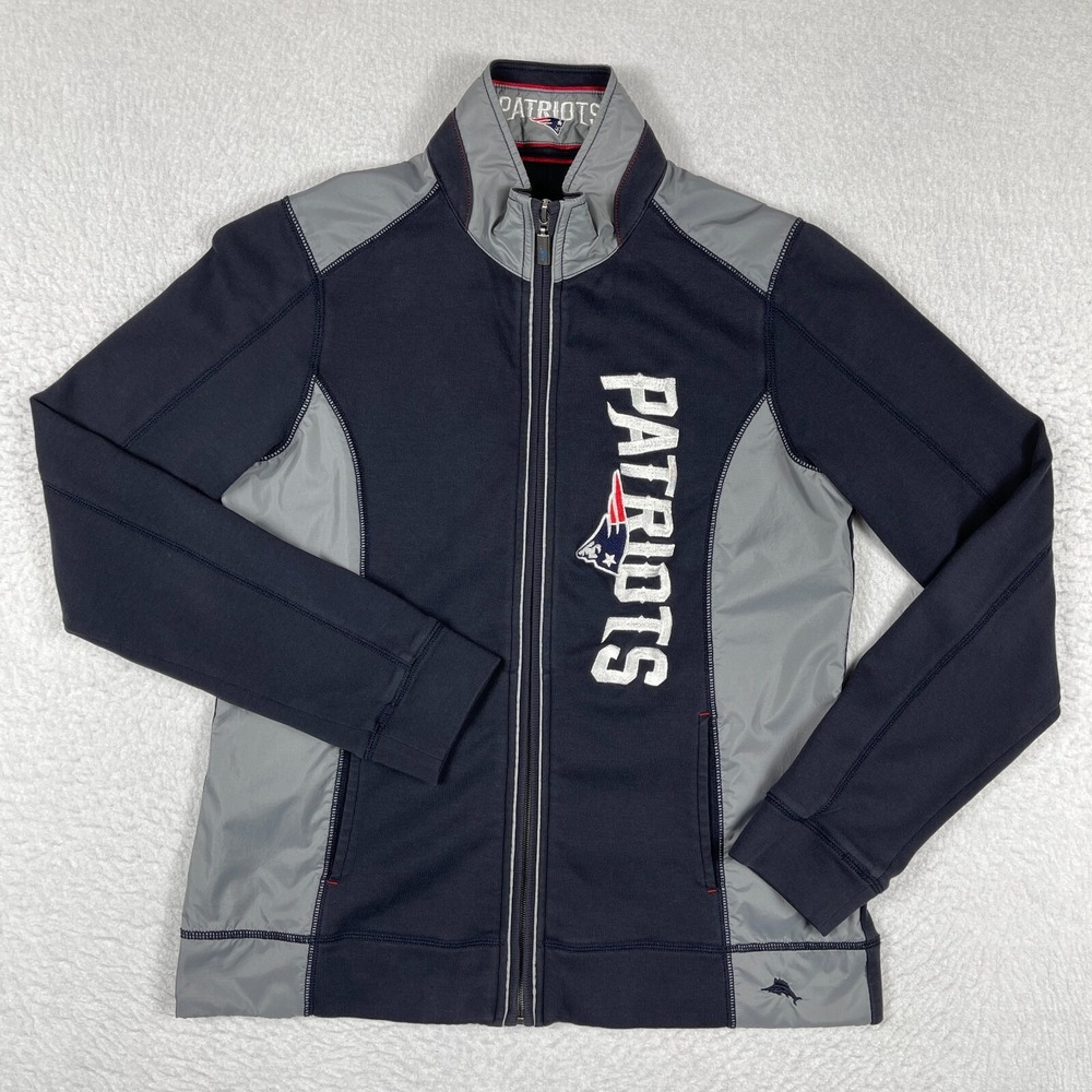 New England Patriots‎ Jacket Womens Small Navy Blue Tommy Bahama Pima Cotton Zip